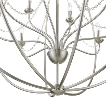 Livex Arabella 12 Light Grande Foyer Chandelier, NK/Crystals