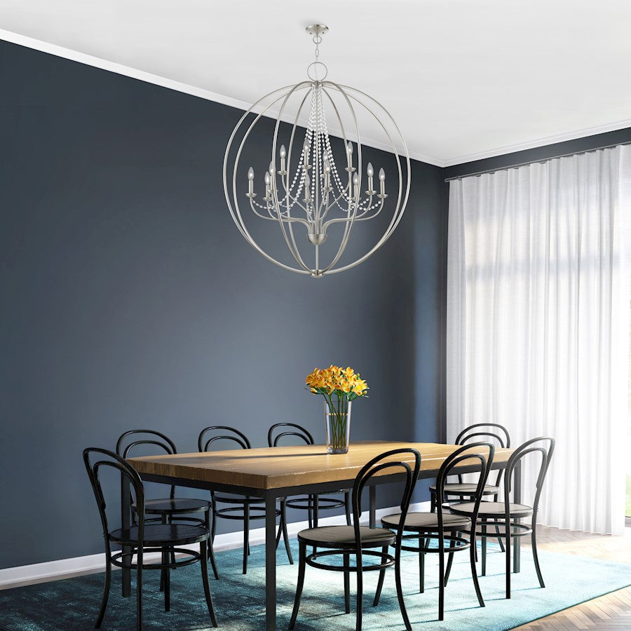 Livex Arabella 12 Light Grande Foyer Chandelier, NK/Crystals