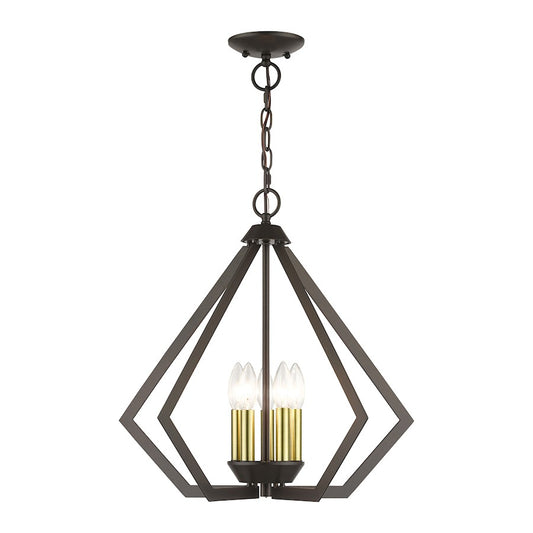 Livex Prism 5 Light Chandelier, English Bronze/Antique Brass