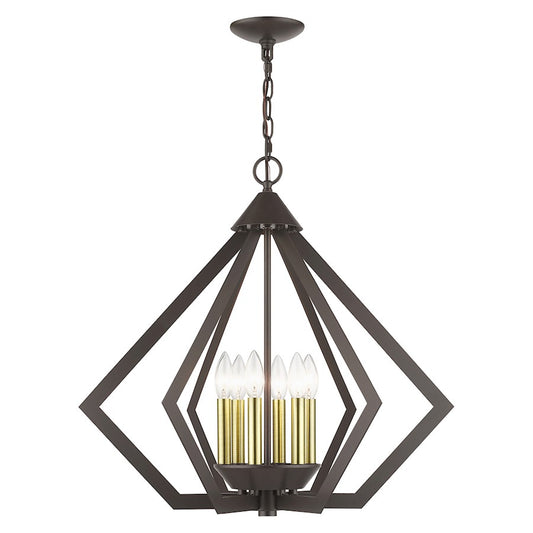 Livex Prism 6 Light Chandelier, English Bronze/Antique Brass