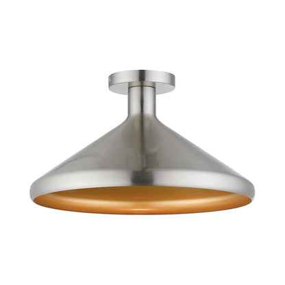 Livex Geneva 1 Light Semi-Flush Mount, Nickel/Nickel Metal/Gold