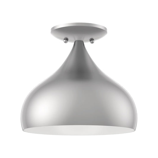 Livex Amador 1 Light Semi-Flush Mount, Nickel/Nickel Steel