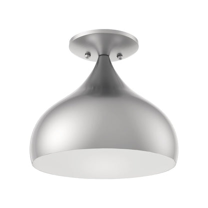 Livex Amador 1 Light Semi-Flush Mount, Nickel/Nickel Steel