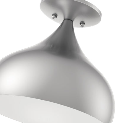 Livex Amador 1 Light Semi-Flush Mount, Nickel/Nickel Steel