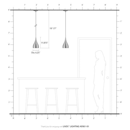 Livex Amador 1 Light Pendant, Brass/Brass/White Inside