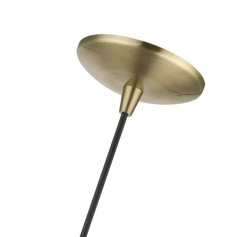 Livex Amador 1 Light 10" Pendant, Brass/Brass/White Inside