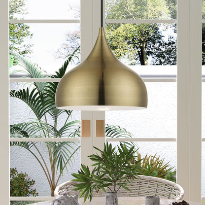 Livex Amador 1 Light 10" Pendant, Brass/Brass/White Inside