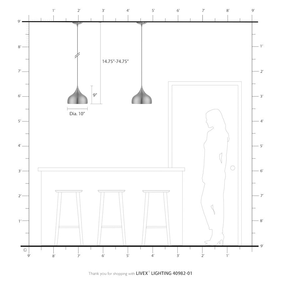 Livex Amador 1 Light 10" Pendant, Brass/Brass/White Inside