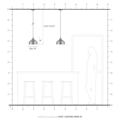 Livex Amador 1 Light 10" Pendant, Brass/Brass/White Inside