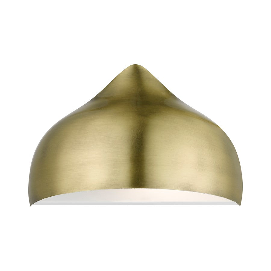 Livex Amador 1 Light Wall Sconce, Brass/White Inside