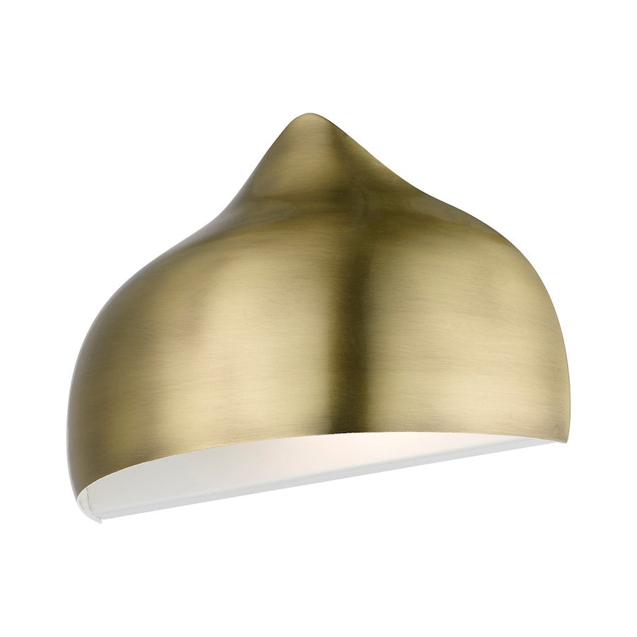 Livex Amador 1 Light Wall Sconce, Brass/White Inside