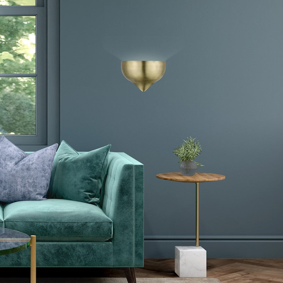 Livex Amador 1 Light Wall Sconce, Brass/White Inside