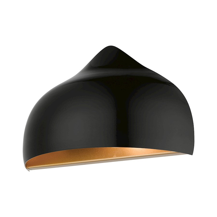 Livex Amador 1 Light Wall Sconce, Shiny Black Metal/Gold Inside