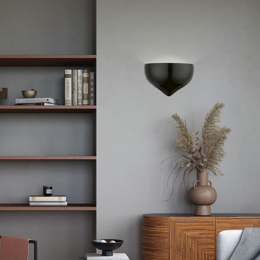 Livex Amador 1 Light Wall Sconce, Shiny Black Metal/Gold Inside