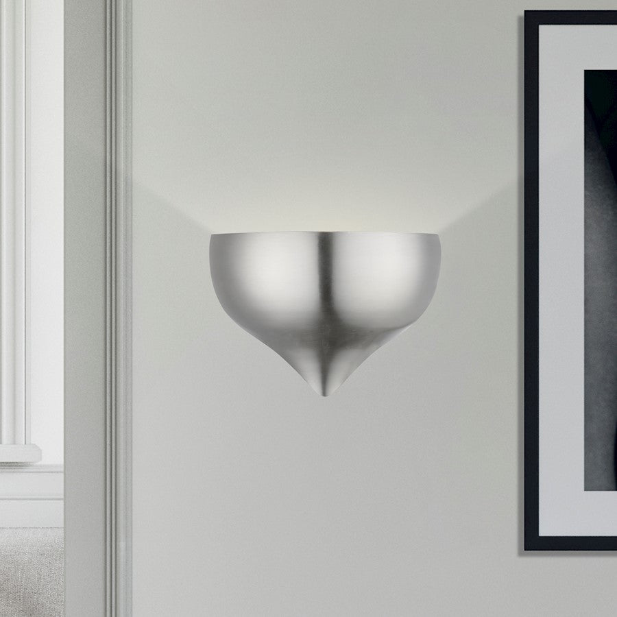 Livex Amador 1 Light Wall Sconce, Nickel/Nickel Metal/Gold Inside