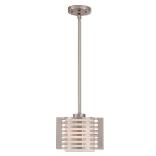Livex Lighting Hilliard 1 Light Mini Pendant in Brushed Nickel