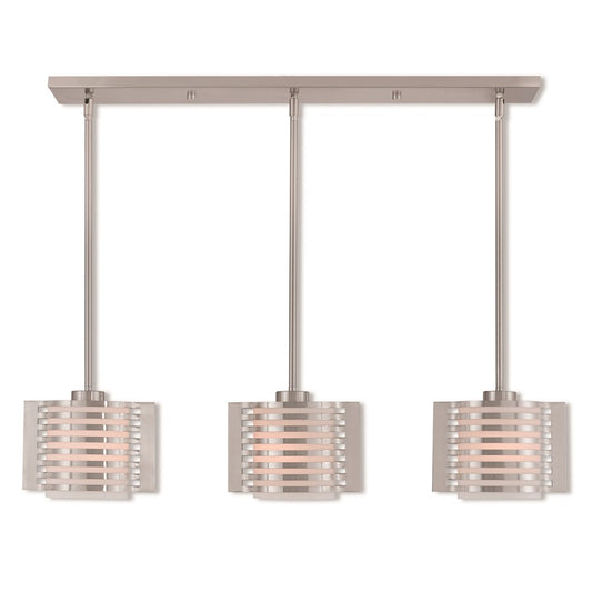 Livex Lighting Hilliard 3 Light Linear Chandelier in Brushed Nickel