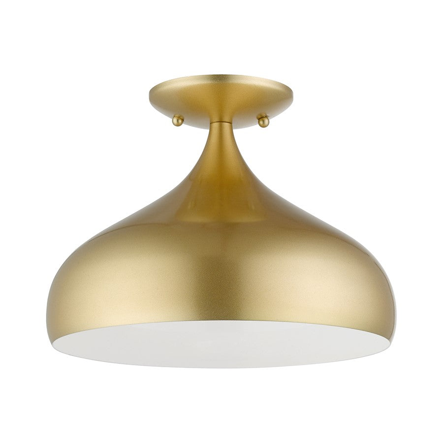 Livex Amador 1 Light Semi-Flush Mount, Soft Gold/White