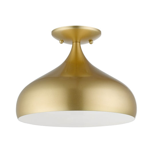 Livex Amador 1 Light Semi-Flush Mount, Soft Gold/White
