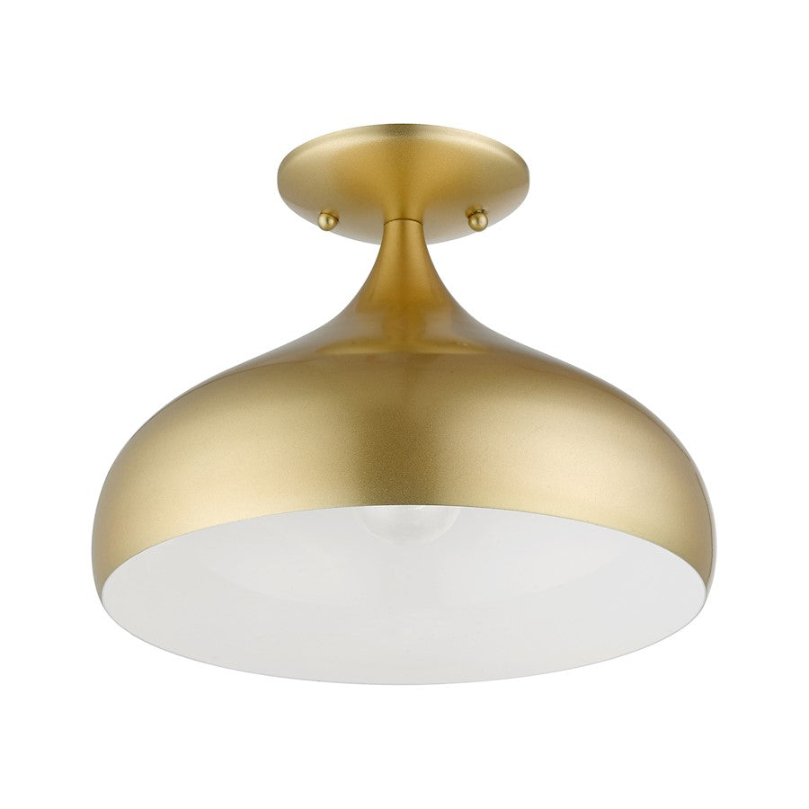 Livex Amador 1 Light Semi-Flush Mount, Soft Gold/White