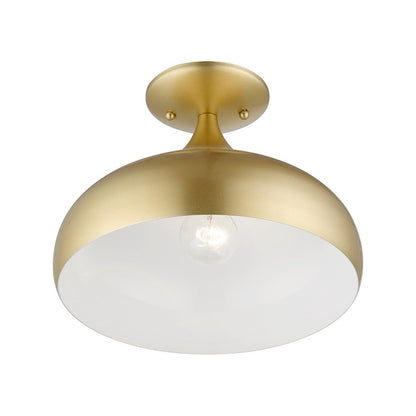 Livex Amador 1 Light Semi-Flush Mount, Soft Gold/White