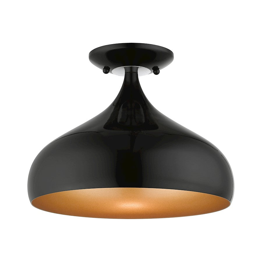 Livex Amador 1 Light Semi-Flush Mount, Black/Chrome/Aluminum/Gold