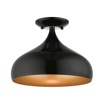 Livex Amador 1 Light Semi-Flush Mount, Black/Chrome/Aluminum/Gold