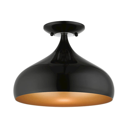 Livex Amador 1 Light Semi-Flush Mount, Black/Chrome/Aluminum/Gold