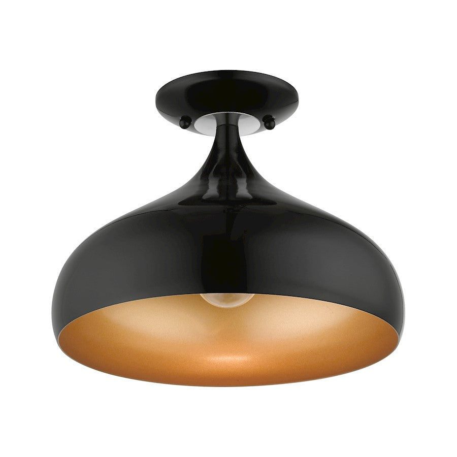 Livex Amador 1 Light Semi-Flush Mount, Black/Chrome/Aluminum/Gold