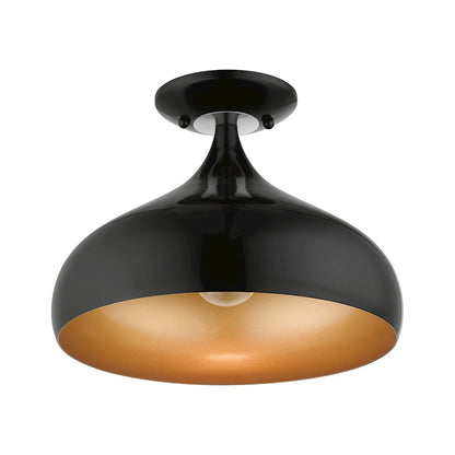 Livex Amador 1 Light Semi-Flush Mount, Black/Chrome/Aluminum/Gold