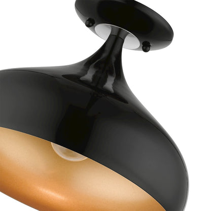 Livex Amador 1 Light Semi-Flush Mount, Black/Chrome/Aluminum/Gold