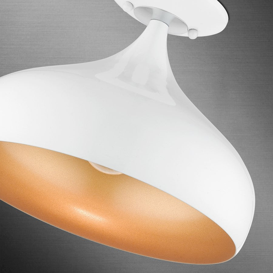 Livex Amador 1 Light Semi-Flush Mount, White/Chrome/Aluminum/Gold