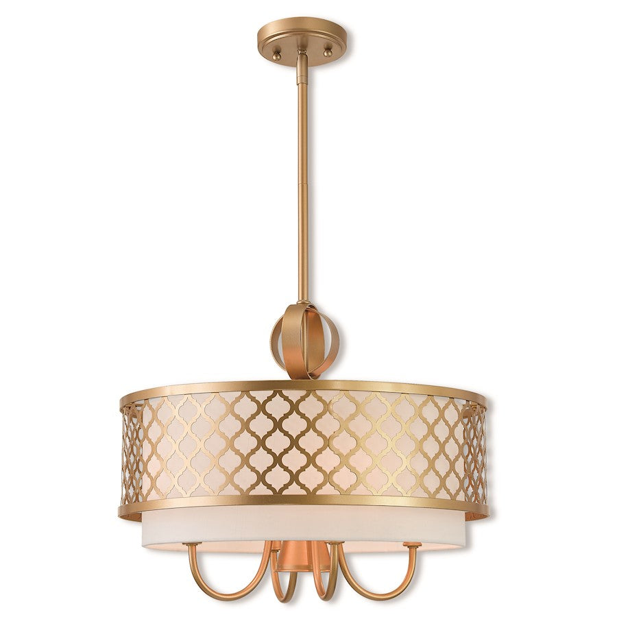 Livex Lighting Aresque 5 Light Pendant Chandelier in Soft Gold