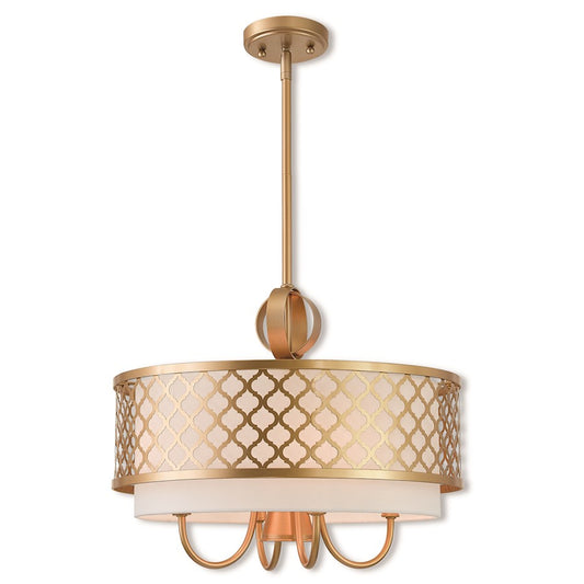 Livex Lighting Aresque 5 Light Pendant Chandelier in Soft Gold