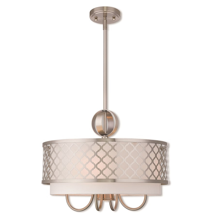 Livex Lighting Aresque 5 Light Pendant Chandelier in Brushed Nickel