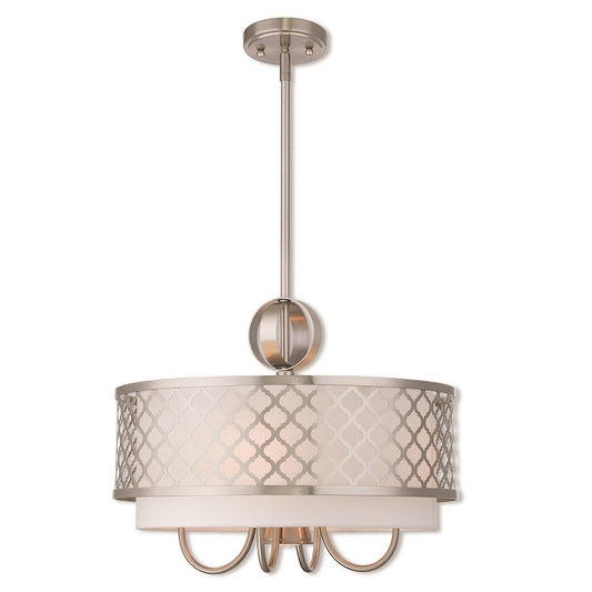 Livex Lighting Aresque 5 Light Pendant Chandelier in Brushed Nickel