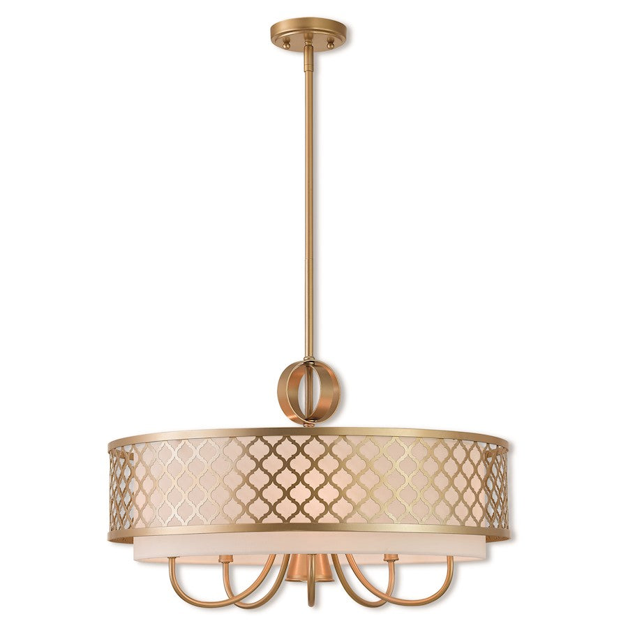 Livex Lighting Aresque 6 Light Pendant Chandelier in Soft Gold