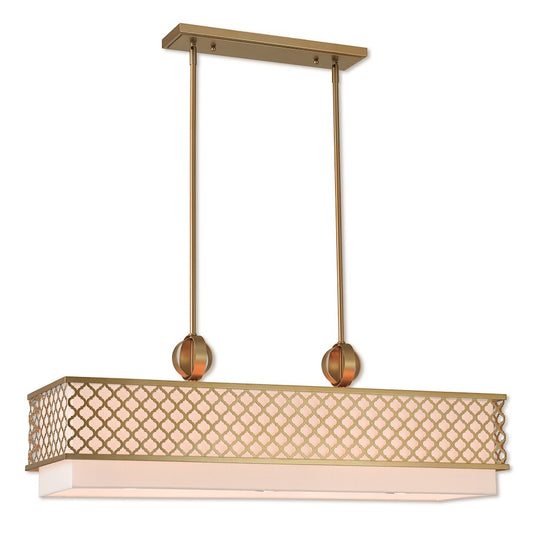Livex Lighting Aresque 9 Light Linear Chandelier in Soft Gold