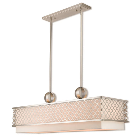 Livex Lighting Aresque 6 Light Linear Chandelier in Brushed Nickel