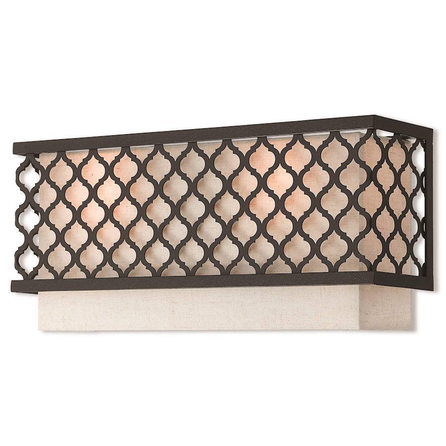 Livex Aresque 2 Light Wall Sconce in English Bronze, 16"w x 7"h