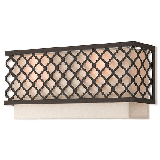 Livex Aresque 2 Light Wall Sconce in English Bronze, 16"w x 7"h