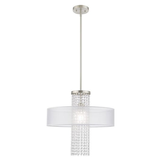 Livex Bella Vista 1 Light Pendant Chandelier, Brushed Nickel