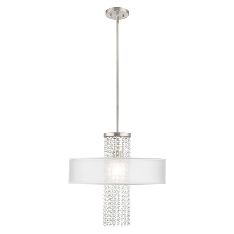 Livex Bella Vista 1 Light Pendant Chandelier, Brushed Nickel