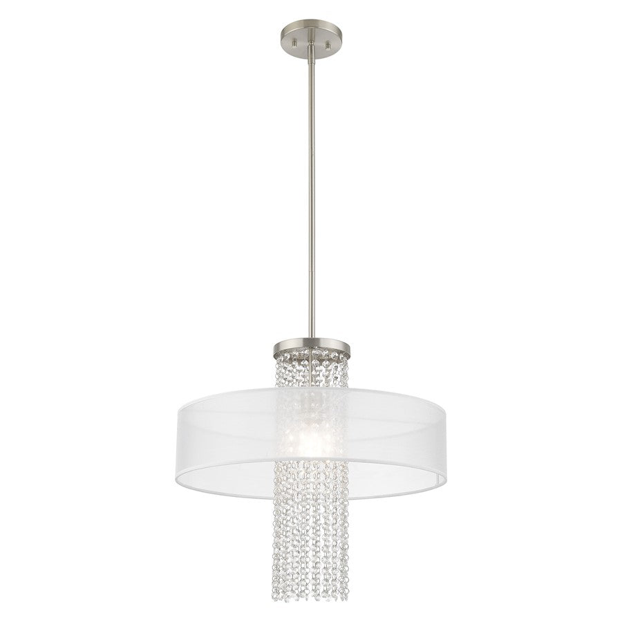 Livex Bella Vista 1 Light Pendant Chandelier, Brushed Nickel