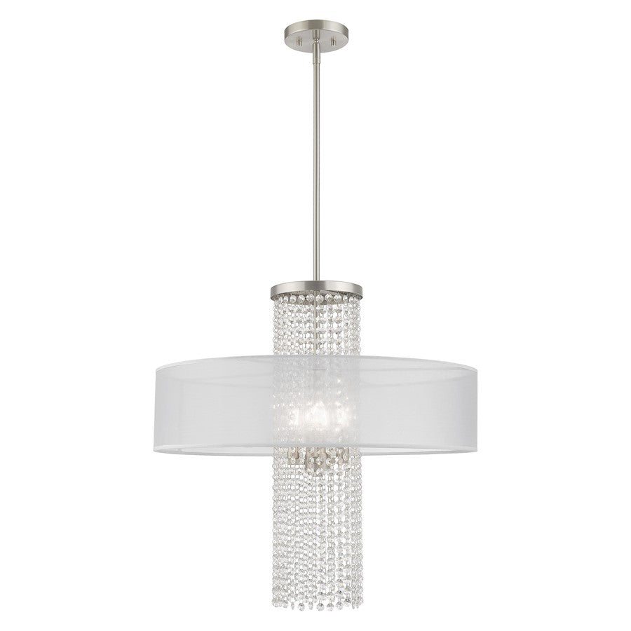 Livex Bella Vista 4 Light Pendant Chandelier, Brushed Nickel