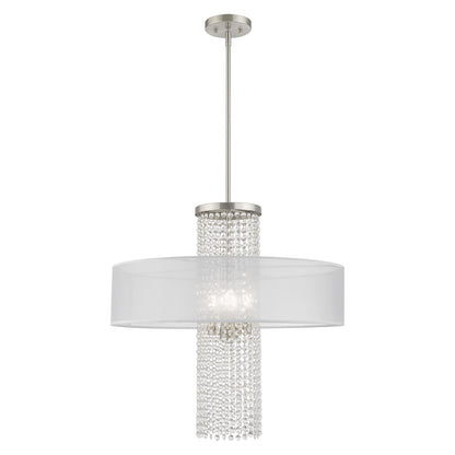 Livex Bella Vista 4 Light Pendant Chandelier, Brushed Nickel