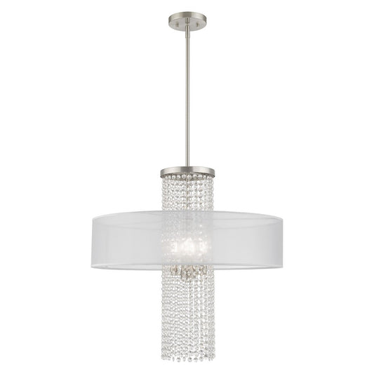 Livex Bella Vista 4 Light Pendant Chandelier, Brushed Nickel