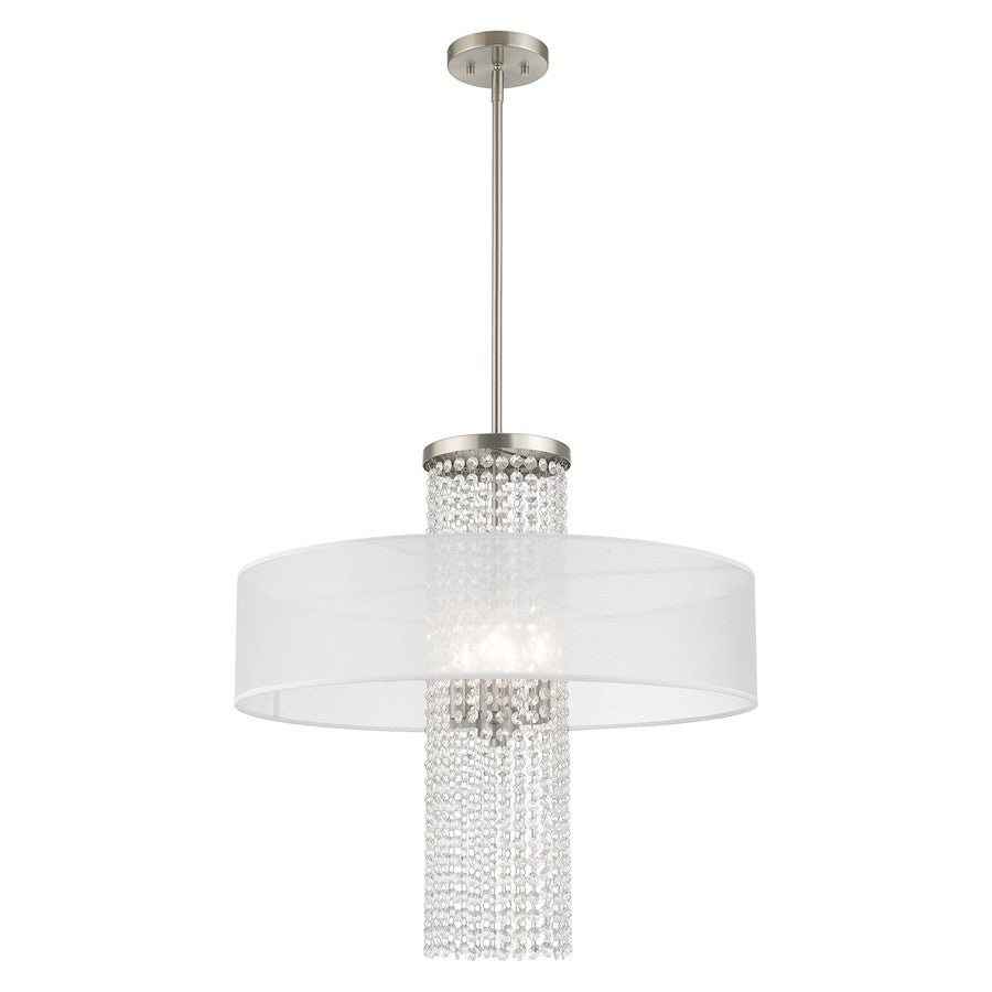Livex Bella Vista 4 Light Pendant Chandelier, Brushed Nickel