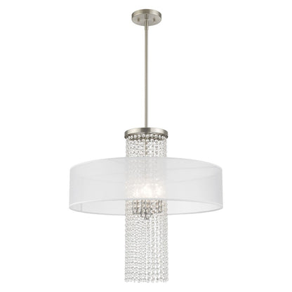 Livex Bella Vista 4 Light Pendant Chandelier, Brushed Nickel