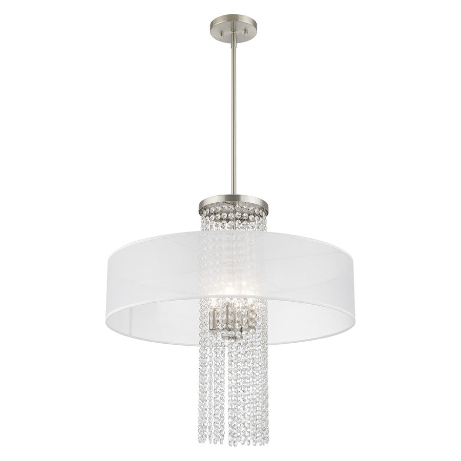 Livex Bella Vista 4 Light Pendant Chandelier, Brushed Nickel